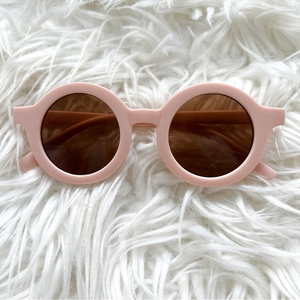 NWT Baby Toddler Round Pink Sunglasses Brown Lenses